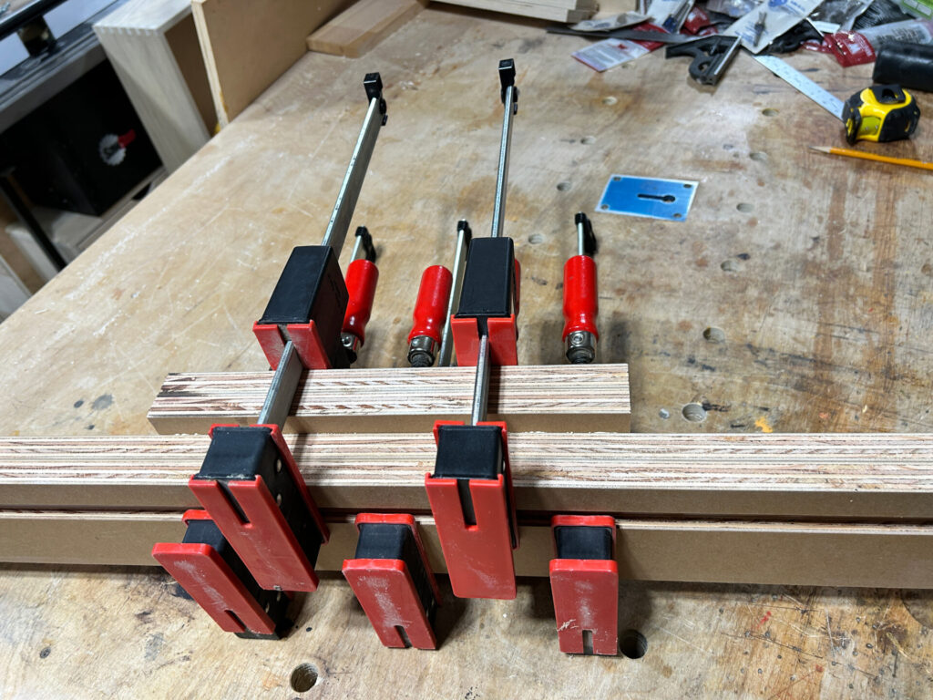 Gluing on a backer block to the rear fence