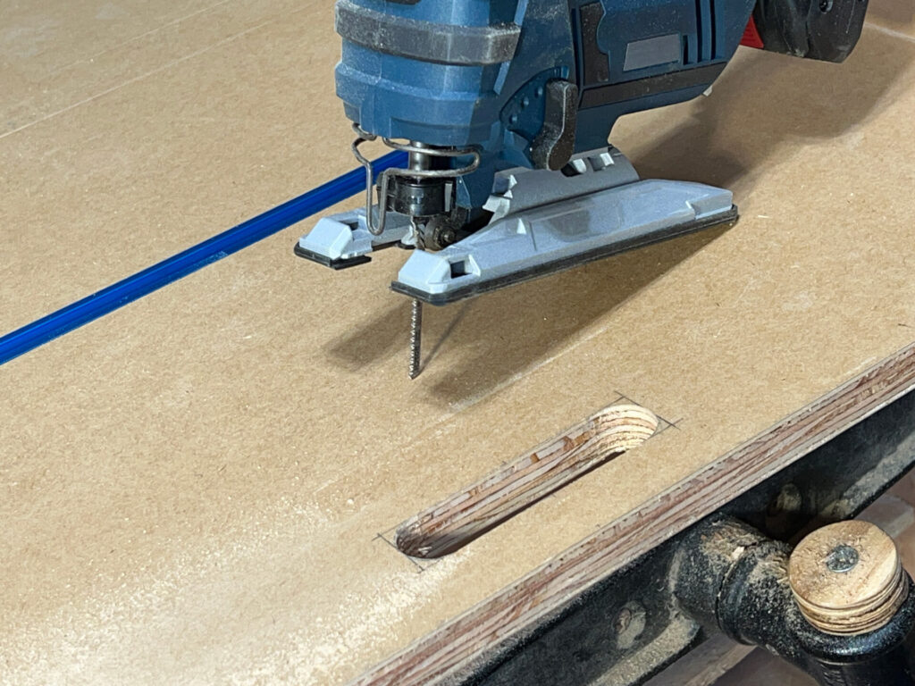 Cutting out a handle in the base