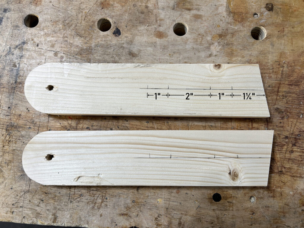 Layout locations for the leg stretcher