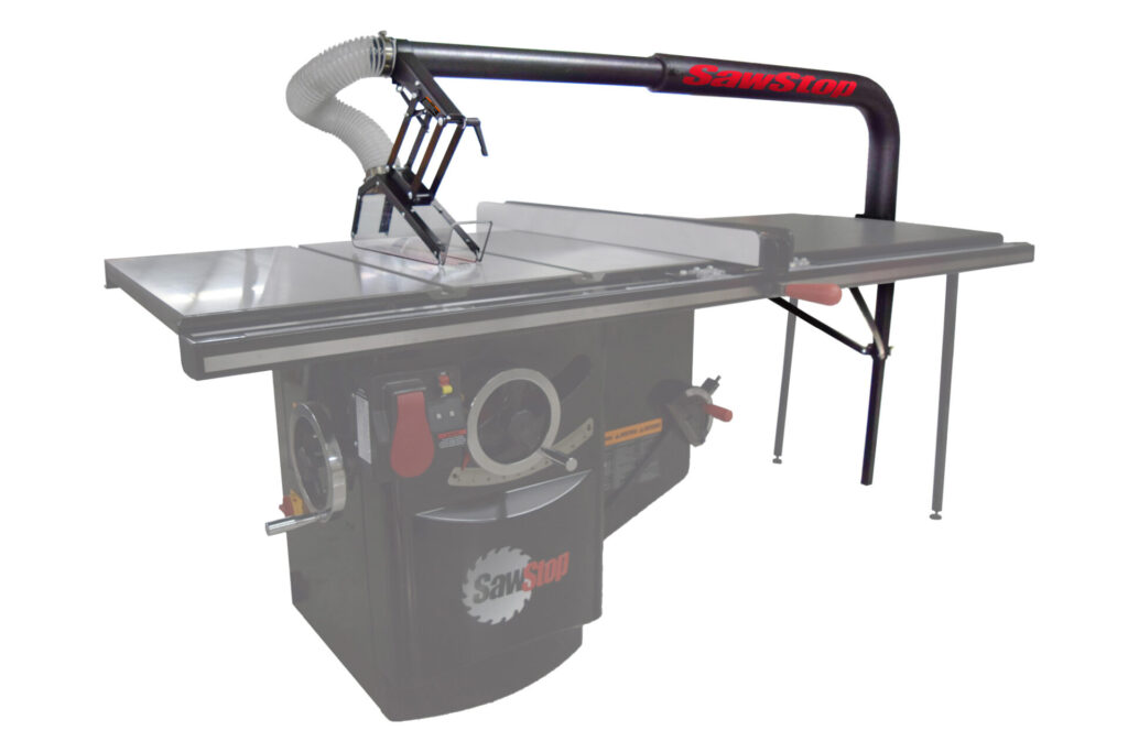 SawStop Floating Overarm Dust Collection on Industrial Cabinet Saw